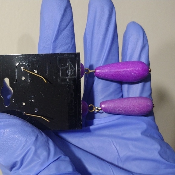 Purple Teardrop Dangle Earrings –  2.75" Boho Drop Dangle - Women's Jewelry - Picture 5 of 6